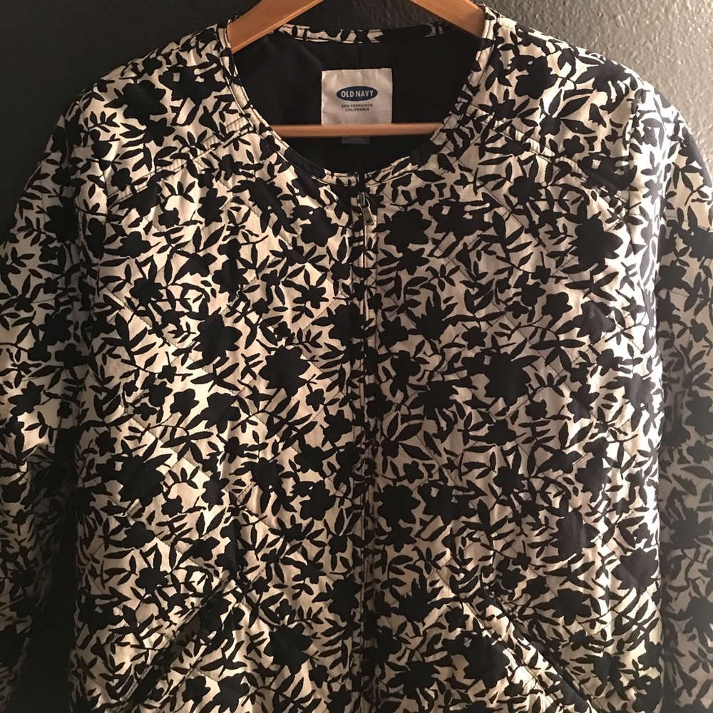 Black & White Floral Bomber